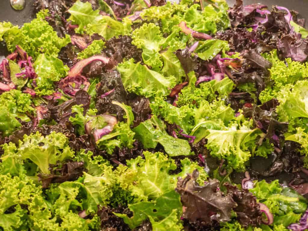 closeup of sweet maple pecan greens